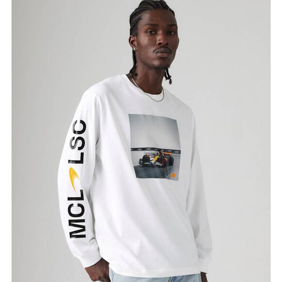 RARE LEVI'S X MCLAREN RACING LONG-SLEEVE GRAPHIC TEE - Unisex Sz M Formula1 F1
